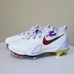 Nike Metal Baseball Cleats Trout  9  Elite Zoom Mens 7 White Rainbow New